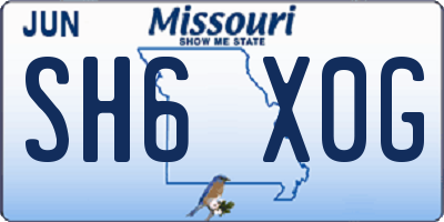 MO license plate SH6X0G
