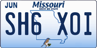MO license plate SH6X0I