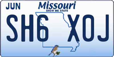 MO license plate SH6X0J