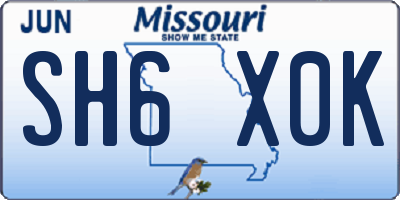 MO license plate SH6X0K
