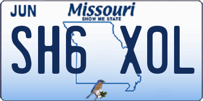 MO license plate SH6X0L