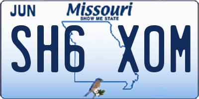 MO license plate SH6X0M