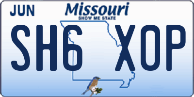MO license plate SH6X0P