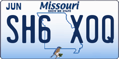 MO license plate SH6X0Q