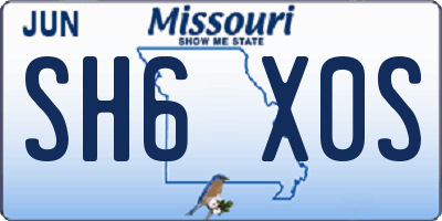 MO license plate SH6X0S