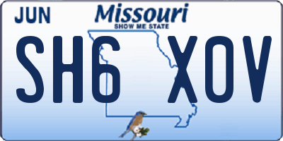 MO license plate SH6X0V