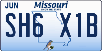 MO license plate SH6X1B