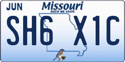MO license plate SH6X1C