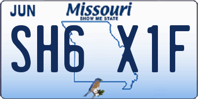 MO license plate SH6X1F