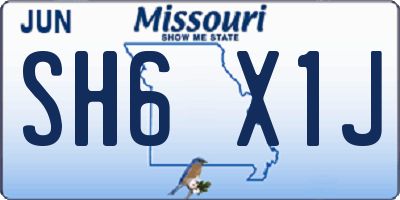 MO license plate SH6X1J
