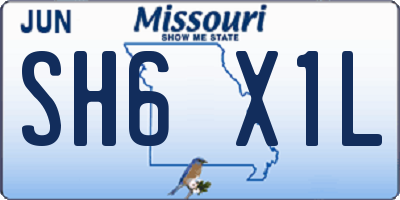MO license plate SH6X1L