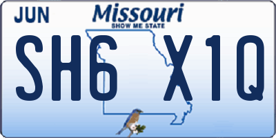 MO license plate SH6X1Q