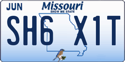 MO license plate SH6X1T