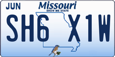 MO license plate SH6X1W