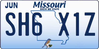 MO license plate SH6X1Z