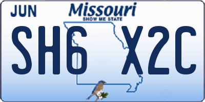 MO license plate SH6X2C