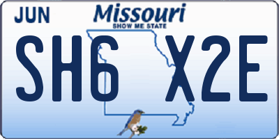 MO license plate SH6X2E