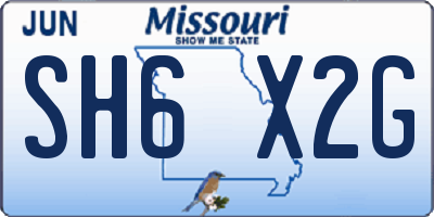 MO license plate SH6X2G