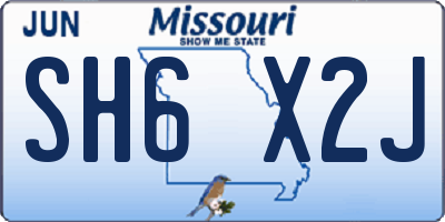 MO license plate SH6X2J