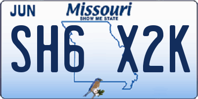 MO license plate SH6X2K