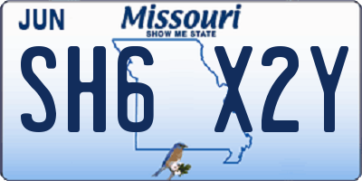 MO license plate SH6X2Y