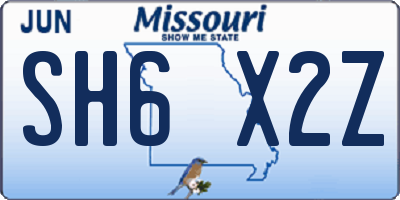 MO license plate SH6X2Z