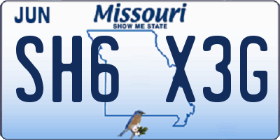 MO license plate SH6X3G