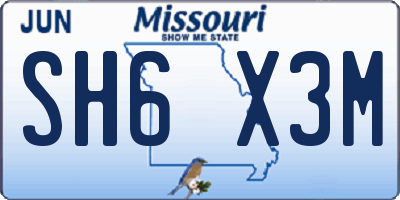 MO license plate SH6X3M