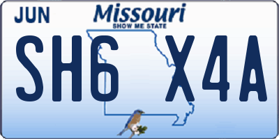 MO license plate SH6X4A
