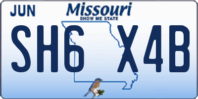 MO license plate SH6X4B