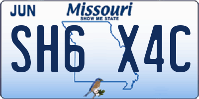 MO license plate SH6X4C