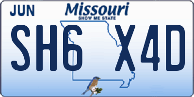 MO license plate SH6X4D