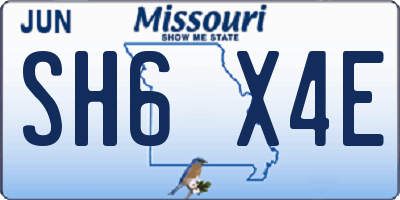 MO license plate SH6X4E