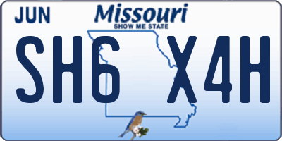 MO license plate SH6X4H