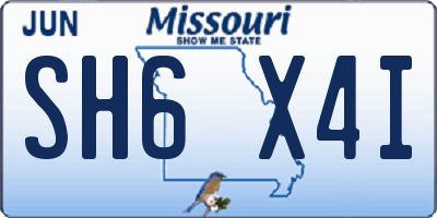 MO license plate SH6X4I