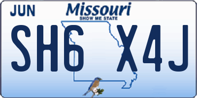 MO license plate SH6X4J