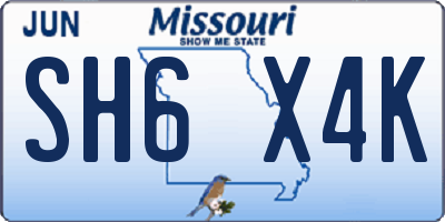 MO license plate SH6X4K