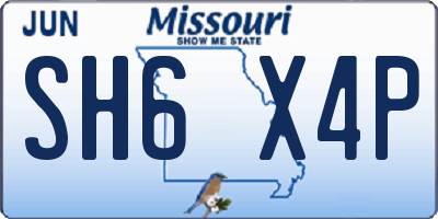 MO license plate SH6X4P