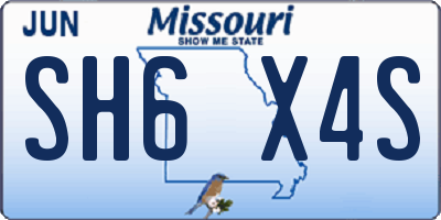 MO license plate SH6X4S