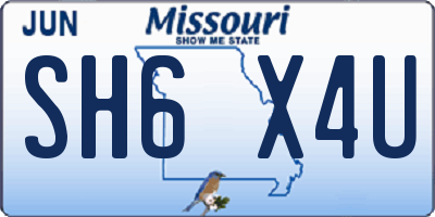 MO license plate SH6X4U