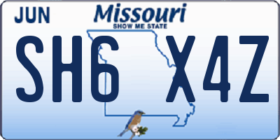 MO license plate SH6X4Z