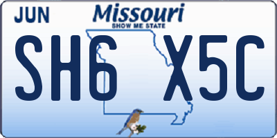 MO license plate SH6X5C