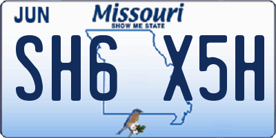 MO license plate SH6X5H