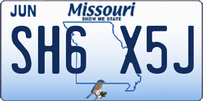 MO license plate SH6X5J