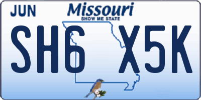 MO license plate SH6X5K