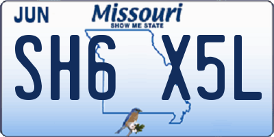 MO license plate SH6X5L