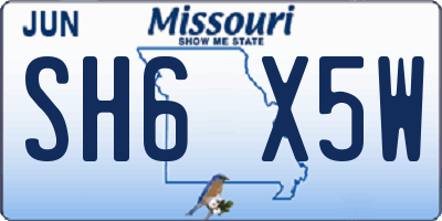 MO license plate SH6X5W