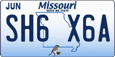 MO license plate SH6X6A