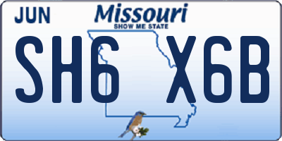 MO license plate SH6X6B