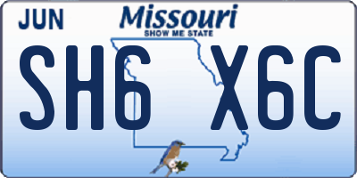 MO license plate SH6X6C